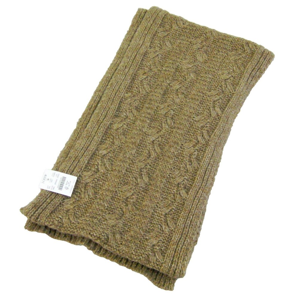 New J.CREW Women's Brown Cableknit Scarf Wool Blend Knit Shawl Soft & Warm